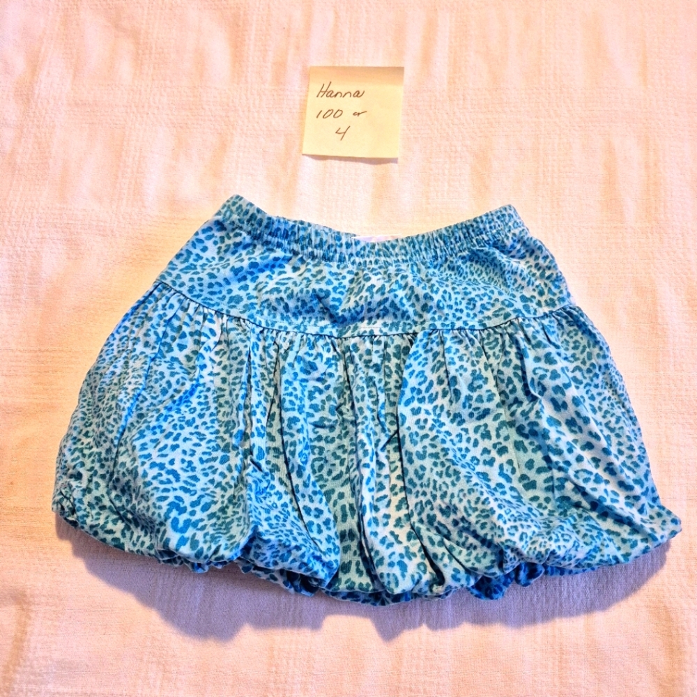 Hanna Andersson girls size 100 or 4 blue animal print poufy hem skirt VGUC